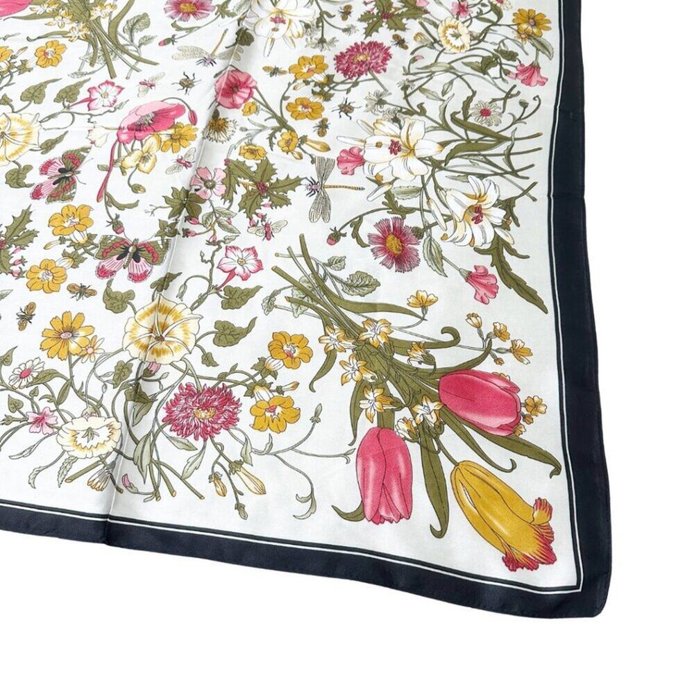 2/$30 NEW Dainty Vintage Look Floral Pink Flower Printed Silky Fashion Scarf - Picture 9 of 13